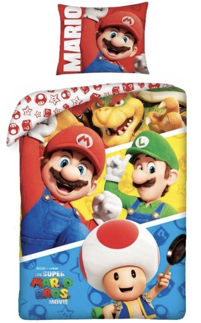 Super Mario - Dekbedovertrek - Eenpersoon - 140x200Cm - Kussensloop 65x65Cm.