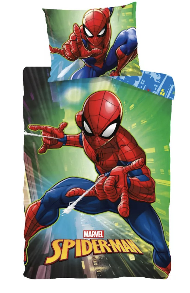 Spiderman Peuterdekbedovertrek city - 100 x 135 cm - 40 x 60 cm - Katoen